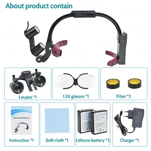 Dentaltisch kundenspezifisch 2,5 × 3,5 × Scheinwerfer-Vergrößerungsbrille chirurgische medizinische Luppenspiegel mit 5 W drahtloser Kopflichtdistanz 360 - 460 mm