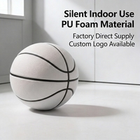 Ballon de basketball silencieux pour entraînement en salle, taille 7, 29,5 pouces, 620g, mousse PU, toucher doux, faible bruit, avec logo personnalisé