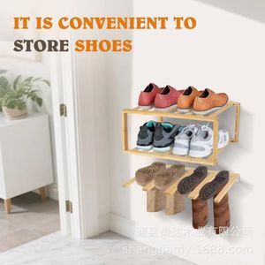 New <b>wall</b>-mounted wooden <b>shoe</b> <b>rack</b>, <b>wall</b>-mounted <b>shoe</b> storage <b>rack</b>, solid wood <b>shoe</b> storage <b>rack</b>, bamboo boot <b>rack</b> - Product Image 3