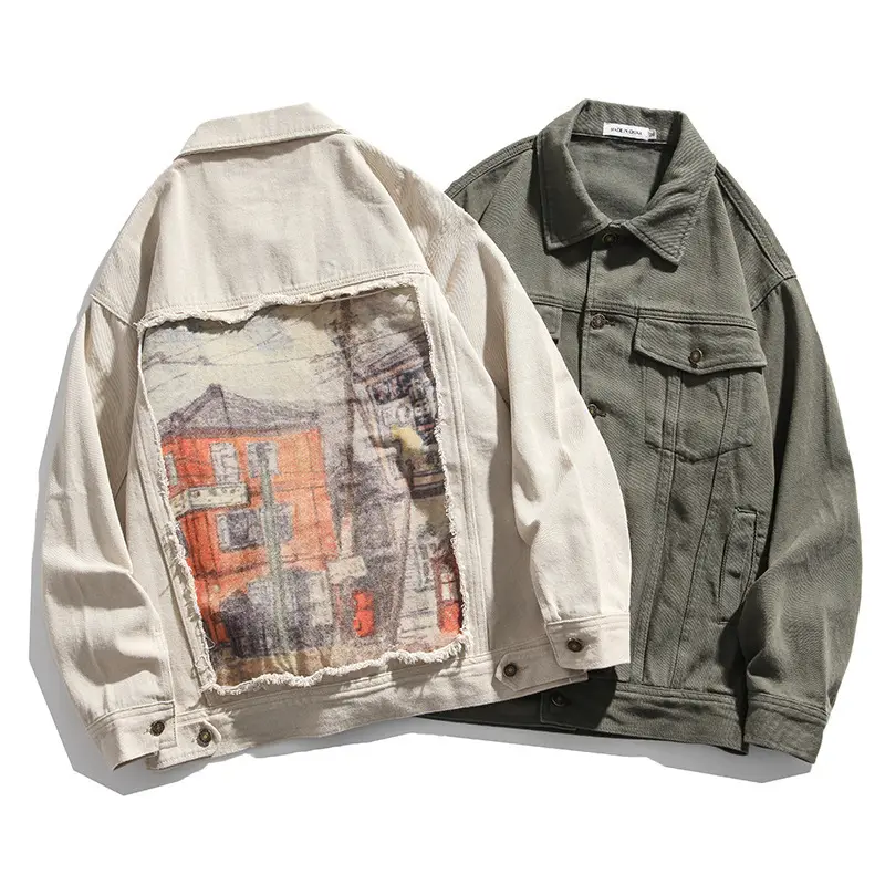 Brand Retro Patch Denim Jacket Men's Street Japanese Port Style Ins Trend Tooling