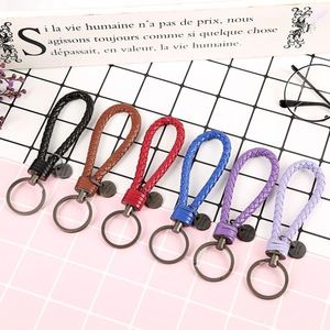 Porte-clés créatif fait main en acier tungstène tressé avec cordon en cuir, pendentif de voiture pour femme, modèle cadeau - Product Image 5