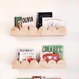 <b>Wall</b> <b>Mounted</b> Storage <b>Shelf</b> For Children's Room Solid Wood Floating Rack Rectangle Shape Screw Embedded Installation - Product Image 1
