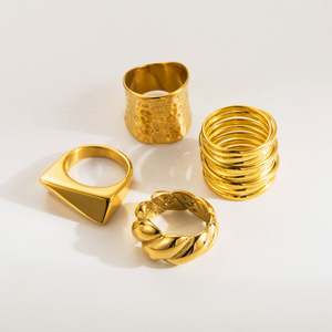 Anillos de acero inoxidable, alianzas de boda, anillos geométricos para hombre y mujer, anillo de dedo Irregular, joyería de moda - Product Image 6