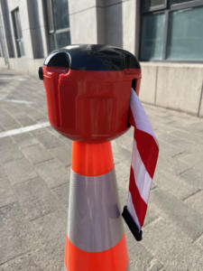 Allarme stradale in plastica sicuro per strada 9 metri giallo rosso nastro di sicurezza barriera per il traffico a cono cintura retrattile - Product Image 4