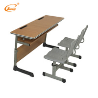 Ensemble chaise et table d'école modernes en plastique et métal avec bureau réglable et 2 tiroirs, certifié ISO pour la maison, le bureau et l'école