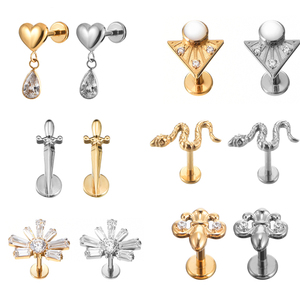 Fuxuan ต่างหูกระดูกอ่อน F136ไทเทเนียมทรงเกลียวประดับต่างหู - Product Image 1
