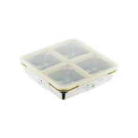 Boîte à lunch carrée en acier inoxydable 304, quatre compartiments, compatible micro-ondes, design moderne et minimaliste, couvercle hermétique, ajustement parfait, pour l'export.