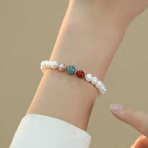 Pulsera de Perlas de Agua Dulce Blancas y Ágata de Diseño Ligero y Lujoso para Mujer, Grado AAA, Forma de Patata, Moderna, 30g - Product Image 2