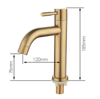 Robinet de lavabo de salle de bain moderne en acier inoxydable, monotrou, à poignée unique, avec cartouche céramique, finition or brossé contemporain