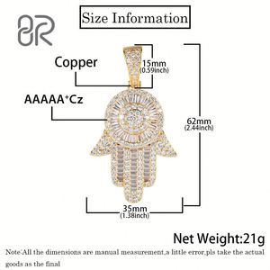Hamsa Hand VVS Moissanite Diamond Pendants Venta al por mayor Iced Out Gold Plating 925 Sterling Silver Custom Pendant - Product Image 3
