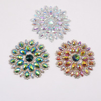 Brillant en gros rond fleur patchs cristal vert coloré strass appliques embellissements pour les femmes robe de mariée