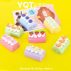 Cabochon en résine à dos plat, motif gâteau aux fruits 3D coloré et kawaii, pour accessoires de maison de poupée DIY, boucles d'oreilles, colliers et bijoux - Product Image 5