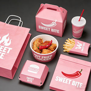 กล่องกระดาษบรรจุภัณฑ์เบอร์เกอร์แบบฝรั่งเศส พิมพ์โลโก้ได้ตามต้องการ สำหรับไก่ทอดแบบนำกลับบ้าน กล่องบรรจุภัณฑ์อาหารจานด่วนแบบใช้แล้วทิ้ง - Product Image 5