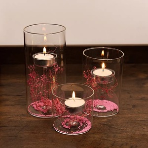 Moderno estilo europeu vela alto redondo vidro cilindro cristal chão vela titular para casamento evento peça central decoração - Product Image 1