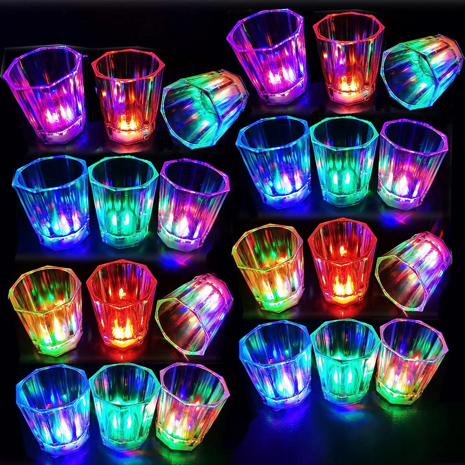 Vasos de fiesta Led para Club nocturno, vasos de cristal brillantes que brillan en la oscuridad para fiesta de cumpleaños, navidad