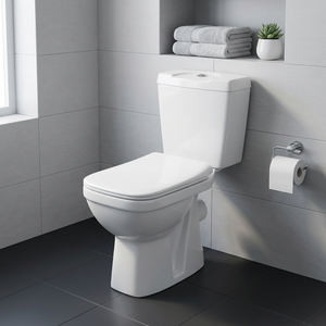 Inodoro de cerámica blanca Vistaar de dos piezas, de conexión directa, con descarga por arrastre, para baño. - Product Image 3