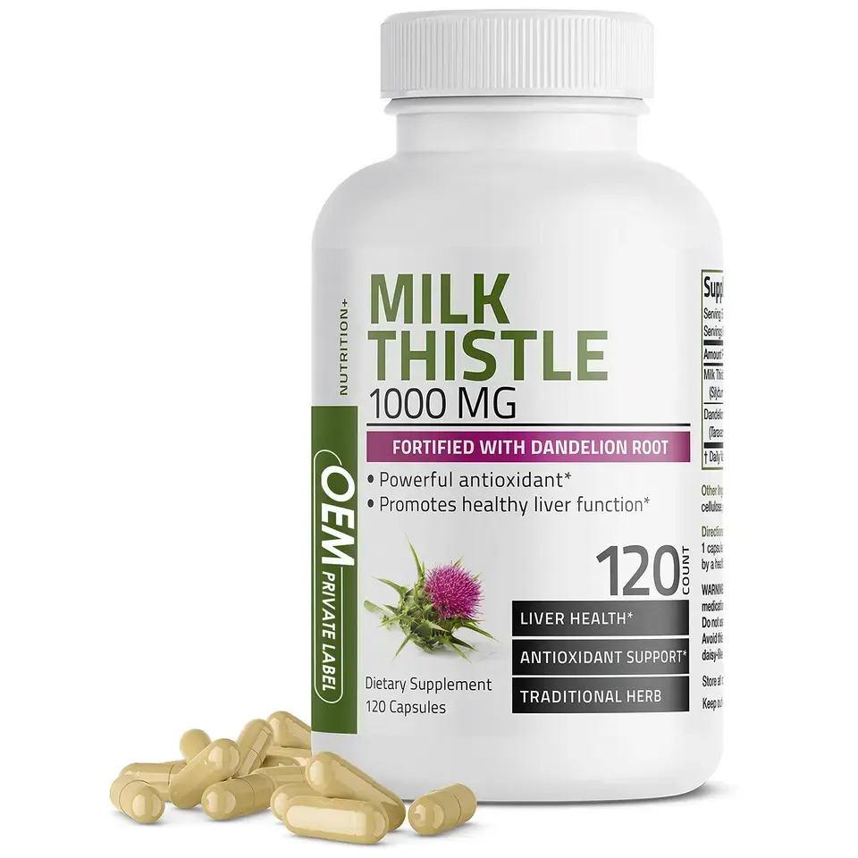 Organic Herbs Milk Thistle Premium Liver Detox Capsules Colon Cleanser Body Detoxifier Capsule Supplement 1000mg