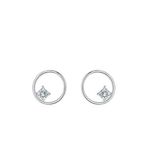 Customizable copper version Minimalist S925 Sterling Silver Zircon Hollow <b>Ring</b> Diamond Zircon Stud Earrings Exclusive for <b>Women</b> - Product Image 1