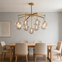 Lustre en verre et cuivre massif personnalisé, luminaire de plafond rond pour salle à manger, salon, villa, décoration intérieure