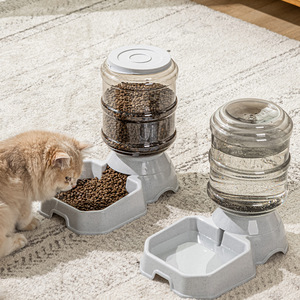 Bouteille d'eau et distributeur de nourriture pour animaux de compagnie, grande capacité 3,8 L, portable, moderne, en plastique, automatique, étanche, avec fonction d'auto-dosage - Product Image 1