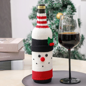 2025 décor de noël père noël bonhomme de neige conception tricoté bouteille de vin couverture hiver vacances décorations pour noël fête <span class=keywords><strong>Restaurant</strong></span> - Product Image 6