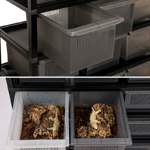 Terrario Rimovibile in Lega di Alluminio per <span class=keywords><strong>Geco</strong></span> <span class=keywords><strong>Leopardino</strong></span>, Recinto per Rettili a Coda Grassa, Gabbia Ecologica Nera - Product Image 5