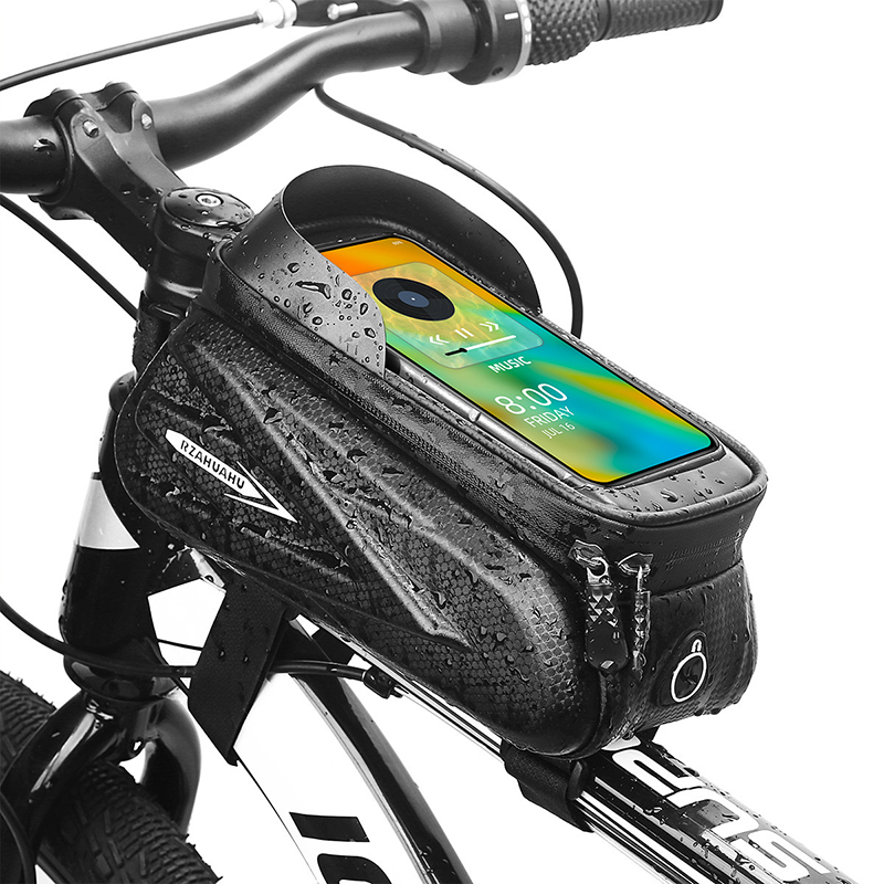 Bicycle Borsa Da Telaio Impermeabile 2,2 Litri - Borra Per Bici Da Manubrio, Porta Cellulare E Attrezzi, Nera, Per Ciclismo - 4