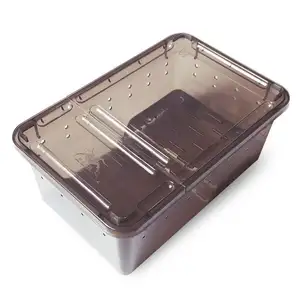 플라스틱 파충류 상자 작은 플라스틱 용기 테라리움 먹이 상자 동물 뱀 숨기기 애완 동물 파충류 사육 상자