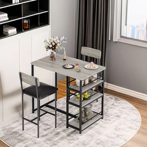 American-style light luxury home dining <b>table</b> set with iron and wood structure, including chairs, <b>bar</b> <b>table</b> and chair - Product Image 2