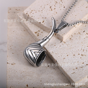 <b>Titanium</b> Steel Men's Pipe Pendant Geometric Design Irregular Shape Themed Charm SP1072 - Product Image 2