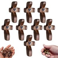 Croix en bois de noyer noir, style américain, anti-stress, porte-clés, pendentif décoratif chrétien pour l'église et la Pâques