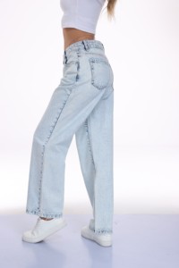 Jeans en denim décontractés pour femmes 2026, coupe large, effet délavé, avec des moustaches, pantalon tendance pour femmes - Product Image 4
