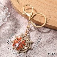 Porte-clés mousqueton en alliage de zinc avec strass brillants pour Halloween, styles variés : citrouille, fantôme, chat noir, toile d'araignée