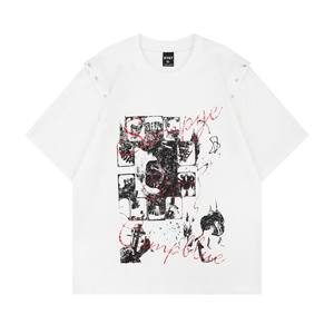 T-shirt a maniche corte con illustrazione astratta per <span class=keywords><strong>uomo</strong></span>, streetwear estivo, maglietta casual ampia con scollo rotondo hip-hop - Product Image 1