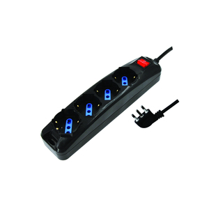 Multipresa con 4 Prese Universali, Spina a 90 Gradi, Cavo Nero da 1,5 Metri - Product Image 1