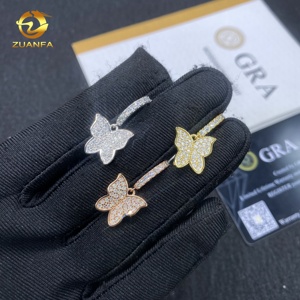 Boucles d'oreilles créoles tendance en argent 925, style hip-hop, serties de diamants et de moissanite VVS, motif papillon, pour <span class=keywords><strong>femme</strong></span>, en gros - Product Image 3
