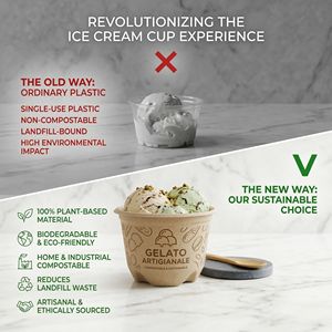 Gobelets à <span class=keywords><strong>glace</strong></span> jetables biodégradables à paroi simple, gobelets en papier de qualité alimentaire compostables <span class=keywords><strong>et</strong></span> écologiques <span class=keywords><strong>pour</strong></span> la vente à emporter - Product Image 3