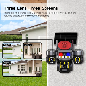 New 12MP 3 ống kính 3 màn hình ngoài trời Wifi <span class=keywords><strong>Camera</strong></span> An Ninh với tấm pin mặt trời PTZ phát hiện chuyển động báo động đẩy 4 gam CCTV <span class=keywords><strong>Camera</strong></span> 10x Zoom - Product Image 3