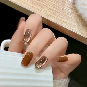 Venta al por mayor mariposa pintada a mano diamante Prensa en <span class=keywords><strong>uñas</strong></span> puntas cuadrado diseñado Prensa en <span class=keywords><strong>uñas</strong></span> caja de embalaje - Product Image 5