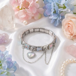 Kit de bracelet DIY à double brin en acier inoxydable avec maillons en forme de cœur, bijoux modulaires multifonctionnels élégants faits à la main - Product Image 3