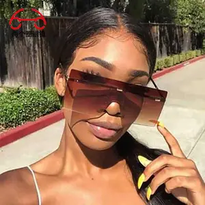 2024 New Arrival Big Square Gradient Color Sunglasses Shades Oversized Rimless Sunglasses