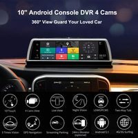 Caméra embarquée DVR de voiture Android ADAS WiFi 4G 10 pouces Full HD 1080P 4 objectifs 2 Go + 32 Go Enregistreur vidéo avec navigation GPS Caméra de véhicule