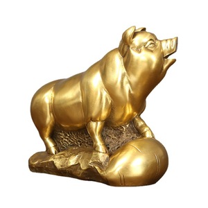 <b>Copper</b> World Zodiac Pig Figurine Yellow <b>Copper</b> Home Decor <b>Table</b> Ornament Birthday Gift Business Opening Decoration - Product Image 4