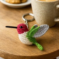 Crochet fait main colibri porte-clés PP coton rempli unisexe mignon oiseau tricoté artisanat cadeau pour les amoureux des animaux accessoire quotidien