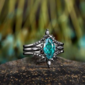 Yunnique Juego de anillos Green Star de aleación de zinc con engaste de garras, joyería para fiestas, accesorios para mujer - Product Image 3