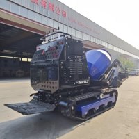 Bétonnière autochargeante sur chenilles de 300 L, mini bétonnière mobile portable diesel pour chantier de construction
