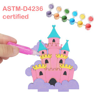 Kit de cadre en bois pour art 3D Wayee, château de licorne |   Ensemble de jouets à dessiner, château à peindre soi-même, modèle licorne, 22.5x15x5.8cm pour - Product Image 4