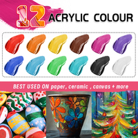 Panwenbo 25 ml 12 Couleurs Peinture Acrylique Non Toxique, Set de Peintures d'Art Professionnel pour Artistes