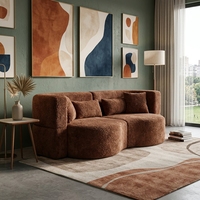 Stilvolles Braunes Flauschiges Modulares Schlafsofa Komfortables Pelziges Tagesbett für Kreativstudios und Moderne Wohnungen