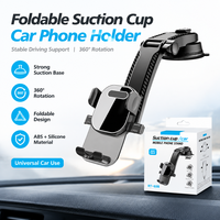 Support de téléphone de voiture à ventouse, bras télescopique pliable, support de tableau de bord, berceau universel en ABS et silicone, réglable à 360°